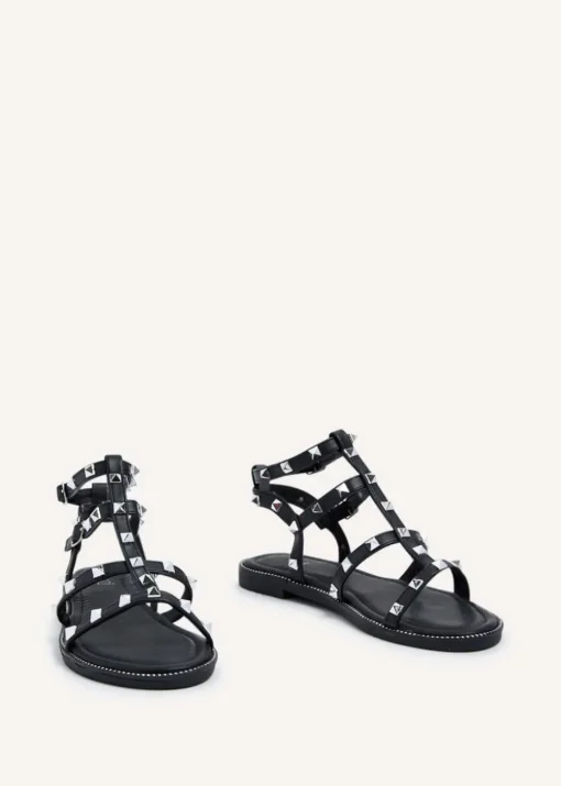Linzi Billie Black Studded Gladiator Sandal