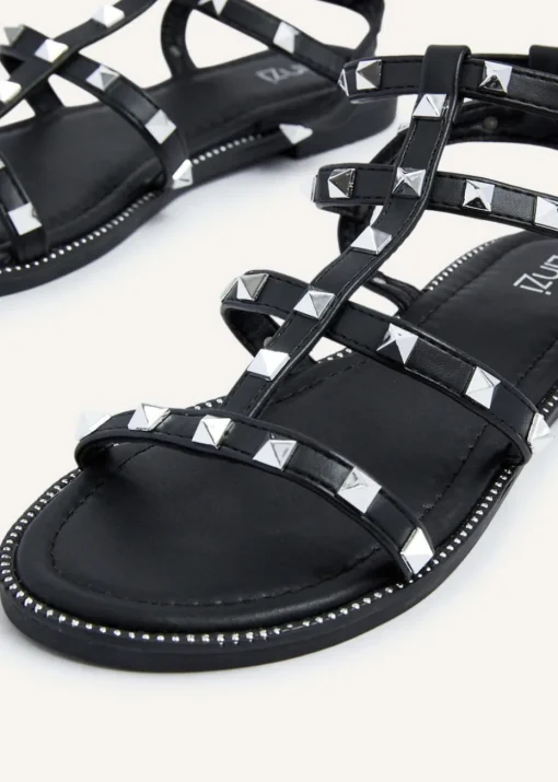 Linzi Billie Black Studded Gladiator Sandal