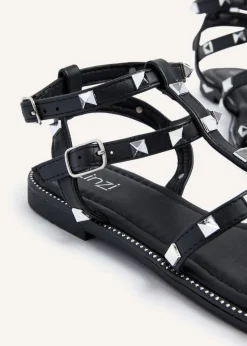 Linzi Billie Black Studded Gladiator Sandal