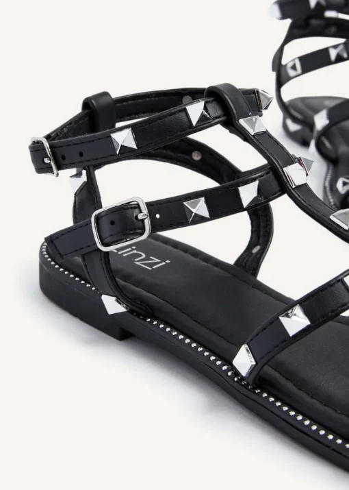 Linzi Billie Black Studded Gladiator Sandal