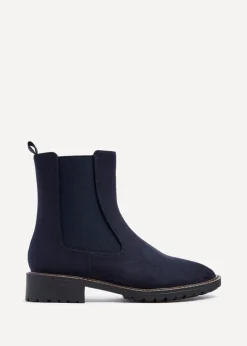 Linzi Dalston Navy Faux Suede Classic Chelsea Boot