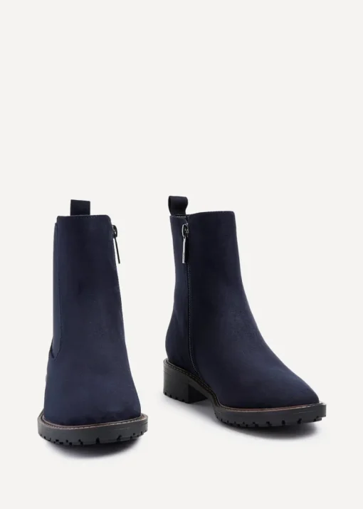 Linzi Dalston Navy Faux Suede Classic Chelsea Boot