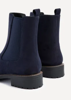 Linzi Dalston Navy Faux Suede Classic Chelsea Boot