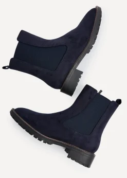 Linzi Dalston Navy Faux Suede Classic Chelsea Boot