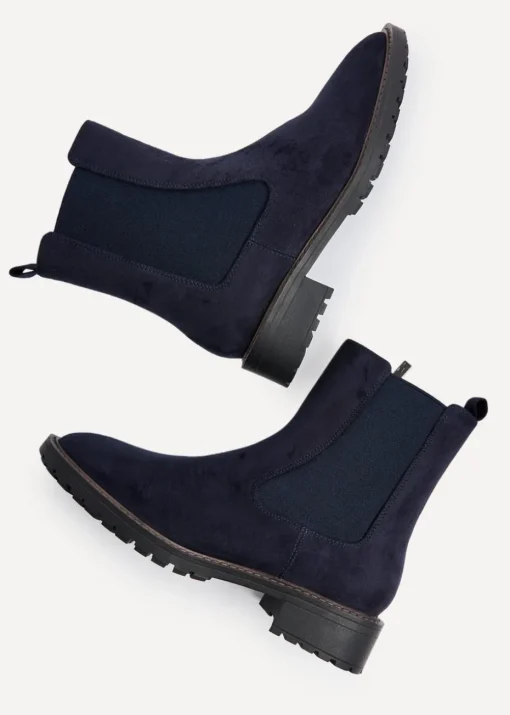 Linzi Dalston Navy Faux Suede Classic Chelsea Boot