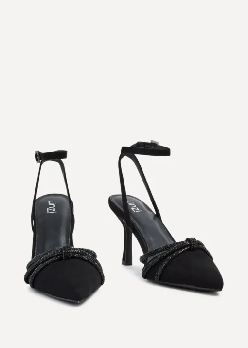 Linzi Deana Black Faux Suede Court Heel