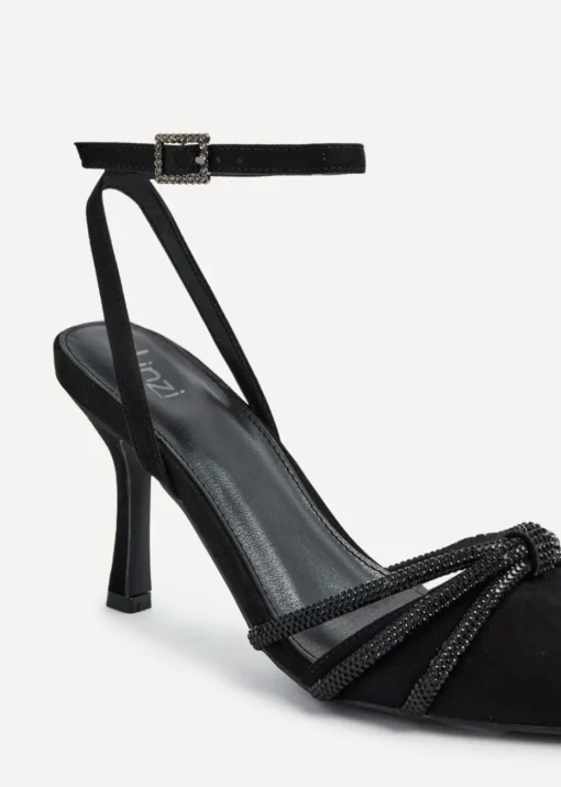 Linzi Deana Black Faux Suede Court Heel