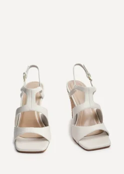 Linzi Dolce Ivory Faux Leather Link Design Raffia Platform Wedge