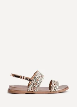 Linzi Galia Pink Faux Leather Handwoven Flat Sandals