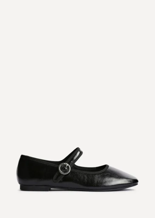 Linzi Graceful Black Faux Leather Ballet Pumps