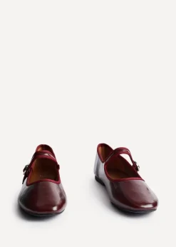 Linzi Graceful Burgundy Faux Leather Ballet Pumps
