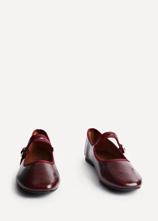 Linzi Graceful Burgundy Faux Leather Ballet Pumps