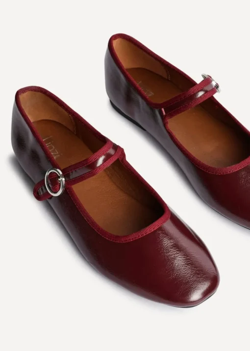 Linzi Graceful Burgundy Faux Leather Ballet Pumps