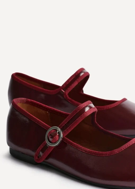 Linzi Graceful Burgundy Faux Leather Ballet Pumps