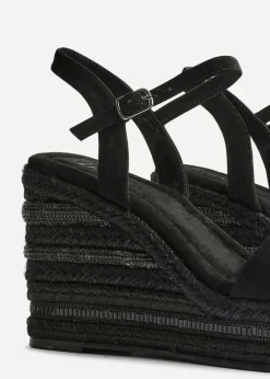 Linzi Icon Black Faux Suede Embellished Wedge