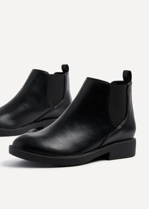 Linzi Karina Black Faux Leather Classic Chelsea Boot