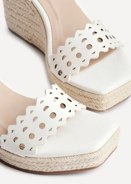 Linzi Mellow White Faux Leather Wedge