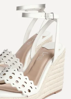 Linzi Mellow White Faux Leather Wedge