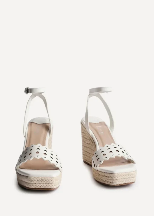 Linzi Mellow White Faux Leather Wedge