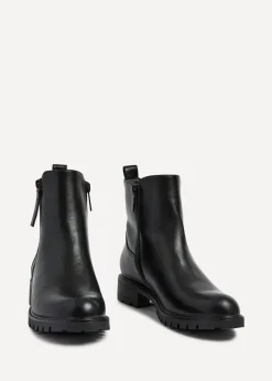 Linzi Peyton Black Stretch Panel Ankle Boot & Outer Zip Detail
