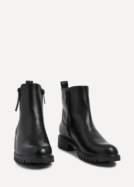 Linzi Peyton Black Stretch Panel Ankle Boot & Outer Zip Detail