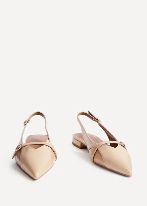 Linzi Prague Nude Faux Leather Pointed Toe Ballet Flat