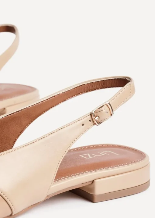 Linzi Prague Nude Faux Leather Pointed Toe Ballet Flat