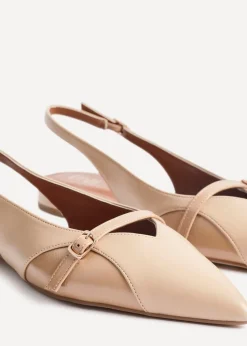 Linzi Prague Nude Faux Leather Pointed Toe Ballet Flat