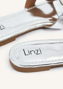 Linzi Sasha Silver Faux Leather Slider Sandal
