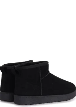 Linzi Ultra Mini Addy Black Faux Suede Faux Fur Lined