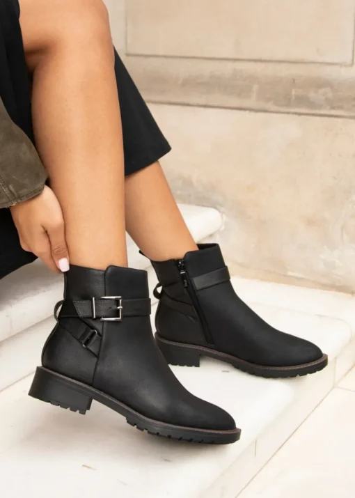 Linzi Watson Black Nubuck Ankle Boot