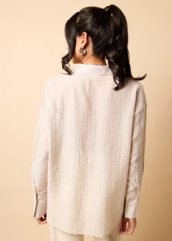 Little Mistress Cream Gem Chiffon Shirt by Vicky Pattison