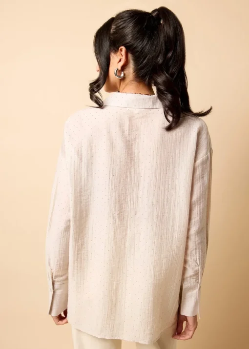 Little Mistress Cream Gem Chiffon Shirt by Vicky Pattison