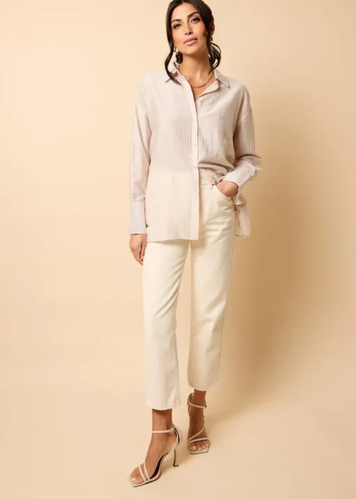 Little Mistress Cream Gem Chiffon Shirt by Vicky Pattison