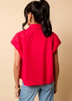 Little Mistress Red Poplin Cotton Shirt by Vicky Pattison