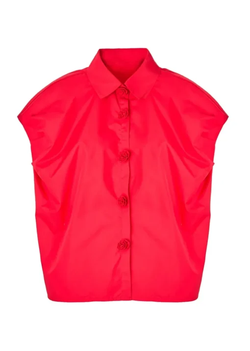 Little Mistress Red Poplin Cotton Shirt by Vicky Pattison