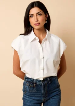 Little Mistress White Poplin Cotton Shirt by Vicky Pattison