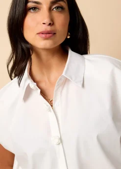 Little Mistress White Poplin Cotton Shirt by Vicky Pattison