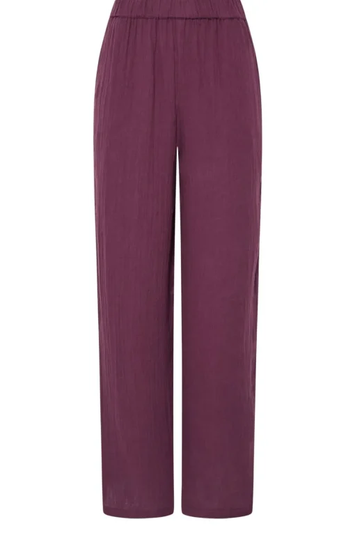 Long Tall Sally Dark Red Cotton Cheescloth Wide Leg Trousers