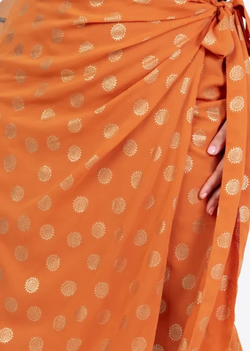Lovedrobe Metallic Detail Orange Functional Wrap Midi Skirt