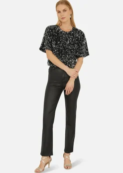 Mela Black Sequin Relaxed Fit Top