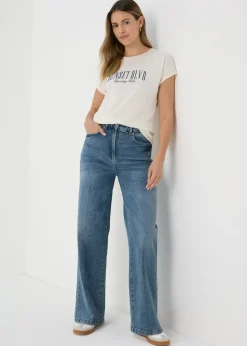 Mid Wash Wide Leg Jeans