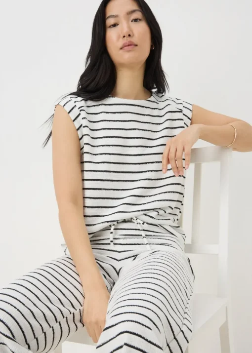 Monochrome Stripe Co Ord Towelling Top