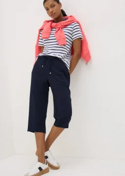 Navy Cropped Trousers