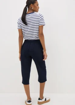 Navy Cropped Trousers