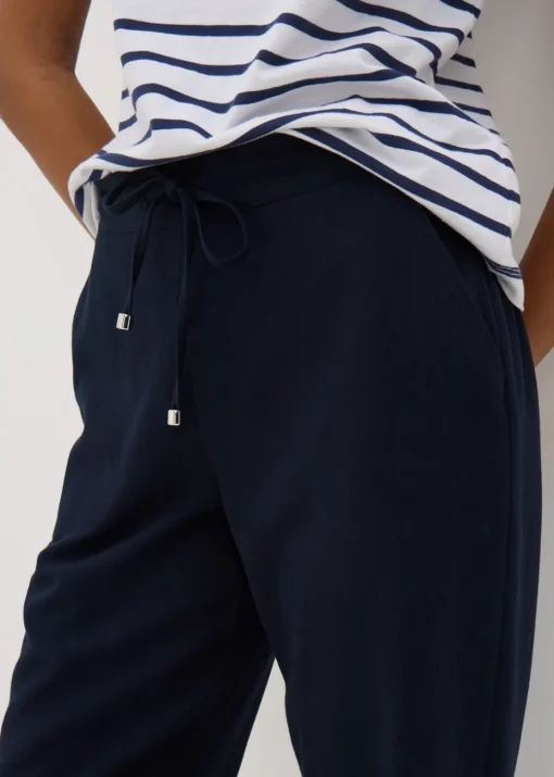 Navy Cropped Trousers
