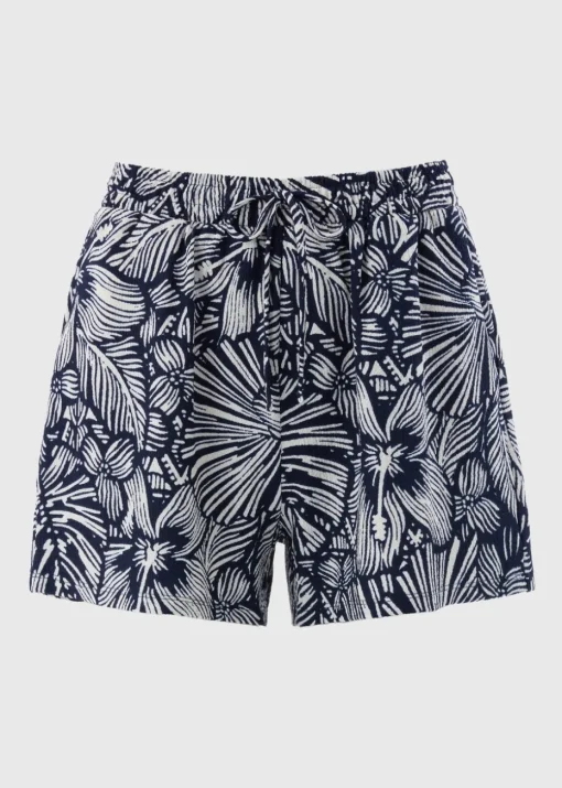 Navy Floral Print Shorts