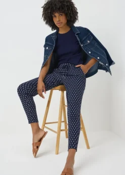 Navy Harem Printed Trousers