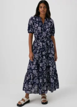 Navy Paisley Midi Dress