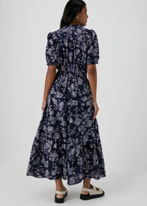 Navy Paisley Midi Dress